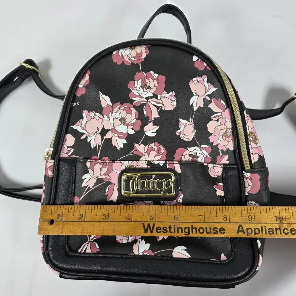 JUICY COUTURE Pretty Rose Rosie Floral Pink MINI Backpack Bag Front pouch